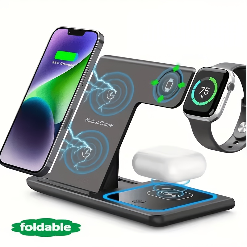 Watch Charging Dock - 3-in-1 draadloze oplaadstandaard, opvouwbare snellaadbasis, geschikt